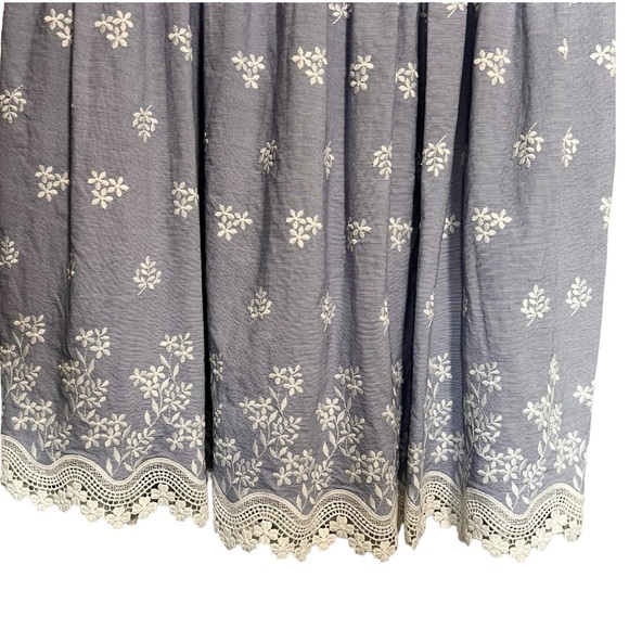 Monique Lhuillier Blue Sleeveless Embroidered Lace Poplin Midi Dress Size 14 - Picture 10 of 16